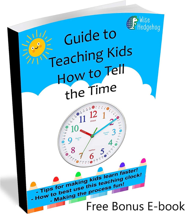 Telling Time Teaching Clock, Silent Non Ticking Analog Battery Operated Learning Clock for Kids, Perfect Room & Wall Decor for School Classrooms, Playrooms and Kids Bedrooms