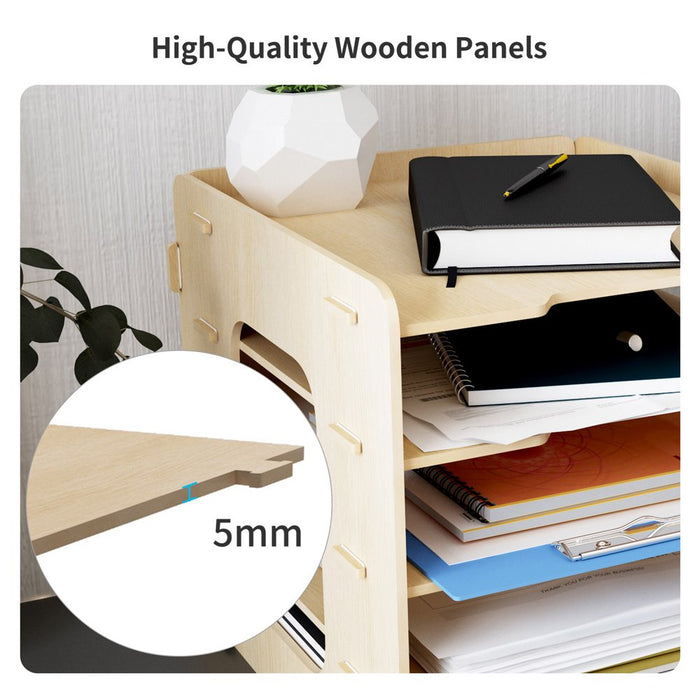 7 Tier Wood Office Paper Organizer for Desk Desktop File Holder Desk Letter Tray & A4 Paper Holder Document Storage