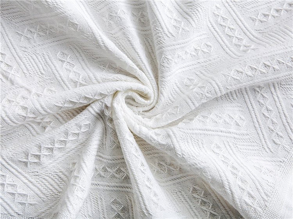 Cotton Geometrical Sofa Cover, Sectional Couch Covers for 2 Cushion Couch Couch Cover Living Room Throws Blankets Sofa Slipcovers, Furniture Protector for Pets (Medium, 71" X 91", White)