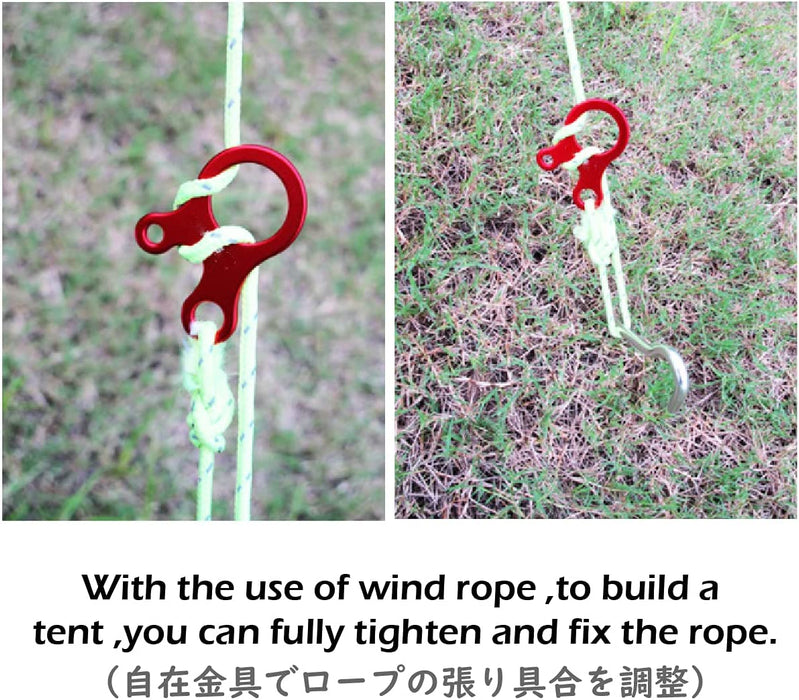 Aluminum Alloy Guyline Cord Adjuster Tent Tensioners Rope Adjuster for Tent Hiking Camping