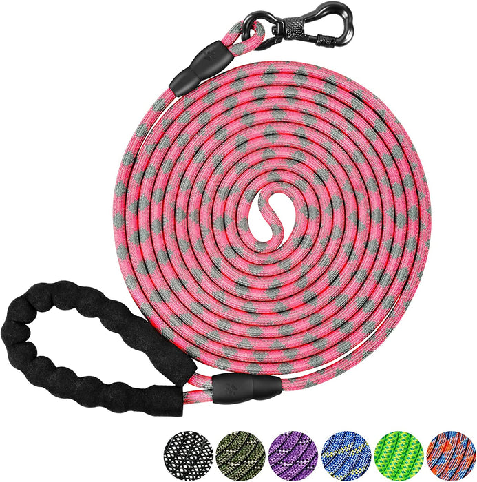 Heavy Duty Dog Leash, 30FT Reflective Dog Leash with Swivel Lockable Hook and Comfortable Padded Handle, Puppy Leash for Walking, Hunting, Camping, Backyard for Small Medium and Large Dogs