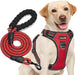 No Pull Dog Harness Adjustable Reflective Oxford Easy Control Medium Large Dog Harness with a Free Heavy Duty 5Ft Dog Leash (S (Neck: 13"-18", Chest: 17.5"-22"), Blue Harness+Leash)