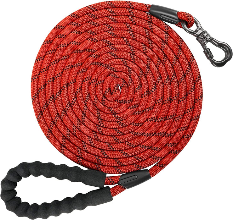 Heavy Duty Dog Leash, 30FT Reflective Dog Leash with Swivel Lockable Hook and Comfortable Padded Handle, Puppy Leash for Walking, Hunting, Camping, Backyard for Small Medium and Large Dogs