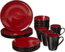 Gibson Soho Lounge round Reactive Glaze Stoneware Dinnerware Set, Service for 4 (16Pc), Blue, Soho Round.