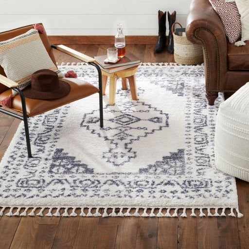 Wanda June Home Persian Shag with Fringe Area Rug, Blue/Ivory, 5'2" X 7'2" by Miranda Lambert