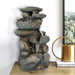 Rockery Tabletop Fountain - 16 H”5-Tier Resin Crafted Stacked Rockery Waterfall Fountain with Light&Cascading Water Stream for Indoor Outdoor, Relaxation Water Feature with Submersible Pump