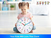 Telling Time Teaching Clock, Silent Non Ticking Analog Battery Operated Learning Clock for Kids, Perfect Room & Wall Decor for School Classrooms, Playrooms and Kids Bedrooms