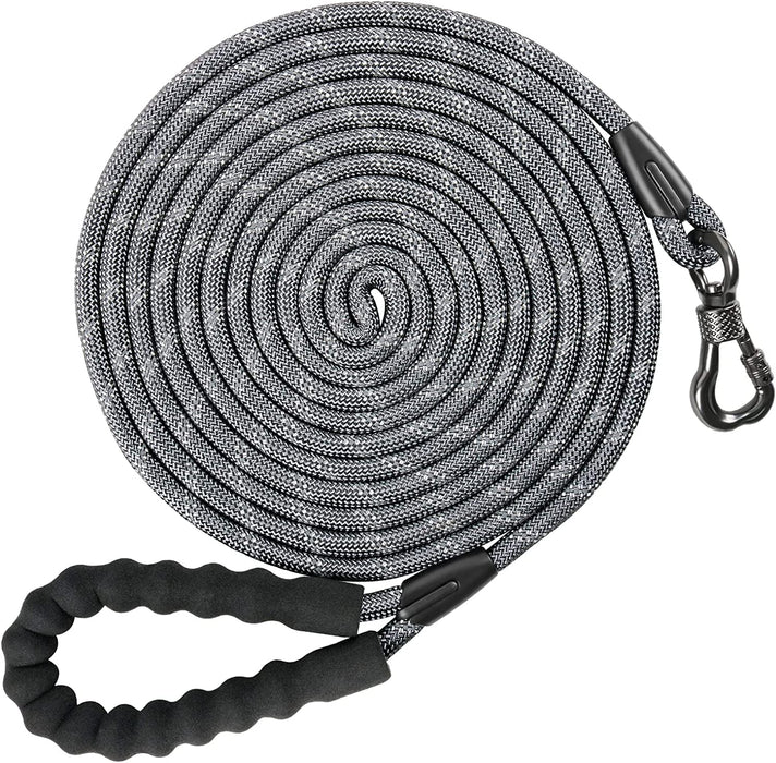 Heavy Duty Dog Leash, 30FT Reflective Dog Leash with Swivel Lockable Hook and Comfortable Padded Handle, Puppy Leash for Walking, Hunting, Camping, Backyard for Small Medium and Large Dogs