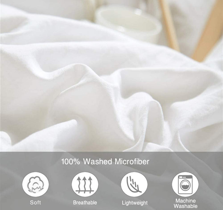 Comforter Set Queen Size Pom Pom, 3 Piece Boho Bed Set, All Season Farmhouse Microfiber down Alternative Bedding Comforter with 2 Pillow Shams, Solid White Pompom