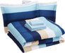 7-Piece Lightweight Microfiber Bed-In-A-Bag Comforter Bedding Set - Full/Queen, Blue Stripe