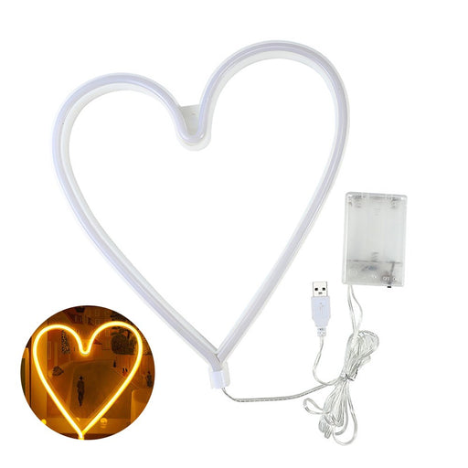 LED Neon Light Decorative Rechargeable Romantic Confession Love Heart LED Modeling Neon Light for Valentine'S Day(Warm White)