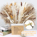120 Pcs Dried Pampas Grass Dried Flowers Bouquet Natural Pampas Grass Decor White & Brown Pompous Grass Bunny Tails Reed for Farmhouse Rustic Party Wedding Boho Home Decorations, 17.5''
