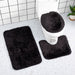 Clearance Household Supplies Solid Color 3 Piece Bathroom Rug Set Bathroom Toilet Carpet Anti-Slip Mat Solid Color Bathroom Toilet Floor Mat