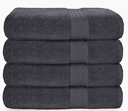 Premium Cotton 4 Pack Bath Towel Set - 100% Pure Cotton - 4 Bath Towels 27X54 - Ideal for Everyday Use - Ultra Soft & Highly Absorbent - Charcoal