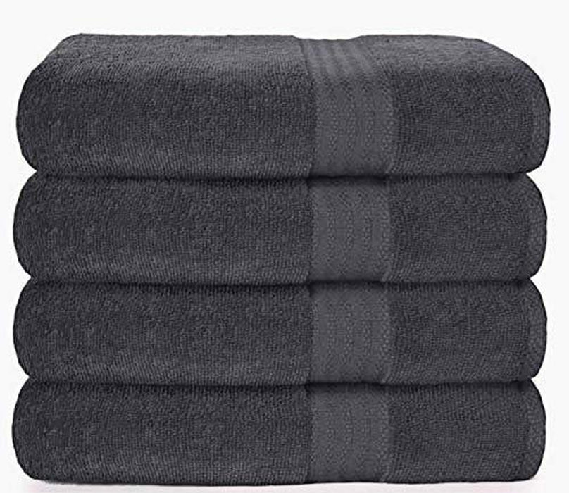 Premium Cotton 4 Pack Bath Towel Set - 100% Pure Cotton - 4 Bath Towels 27X54 - Ideal for Everyday Use - Ultra Soft & Highly Absorbent - Charcoal
