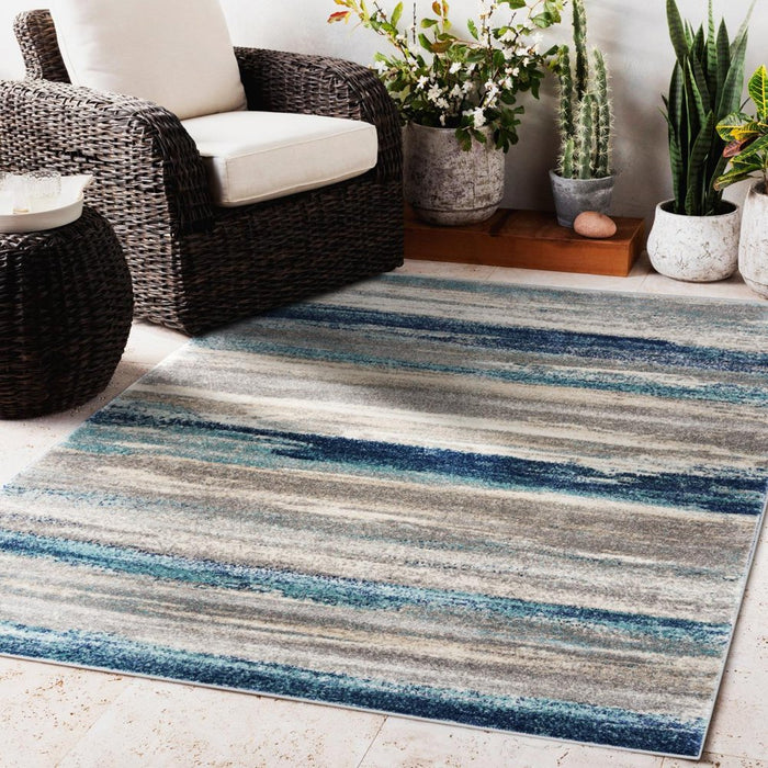 Lagos Collection 7501 Blue 8X10 Abstract Area Rug
