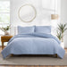 Yarn Dyed Washed Chambray Stripe Reversible Organic Cotton Comforter Set, Full/Queen, Blue, 3-Pieces