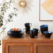 Gibson Soho Lounge round Reactive Glaze Stoneware Dinnerware Set, Service for 4 (16Pc), Blue, Soho Round.