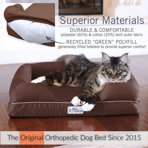 Petfusion Ultimate Dog Bed, Orthopedic Memory Foam, Multiple Sizes/Colors, Medium Firmness Pillow, Waterproof Liner, YKK Zippers, Breathable 35% Cotton Cover, 1Yr. Warranty