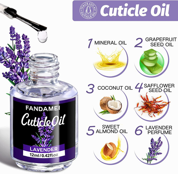 Nail Files and Buffers,  Nail Cuticle Remover Kit with Nail File, Nail Buffer, Nail Buffer Block, Cuticle Nipper, Cuticle Pusher, Cuticle Peeler. Nail Cuticle Oil Lavender for Nail Care