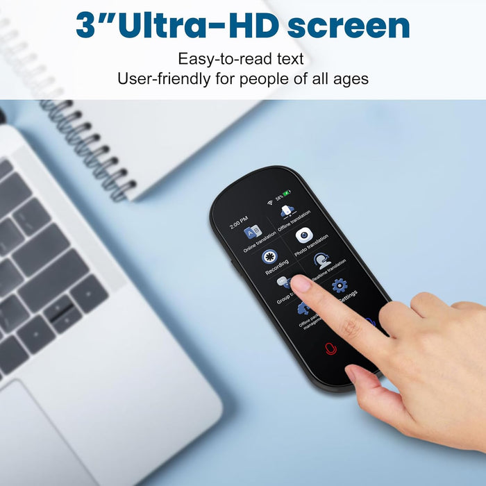 Language Translator Device, Two Way Real-Time Voice Translation, Support 138 Languages, Accurate Offline&Recording&Photo Instant Translation with 3” HD Inch Touch Screen for Travel Business