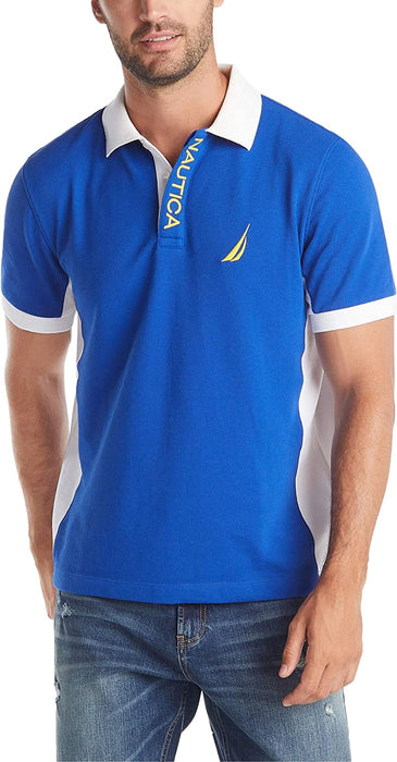 Men'S Short Sleeve Color Block Performance Pique Polo Shirt