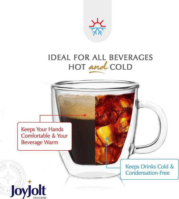 Savor Double Wall Insulated Glasses Espresso Mugs (Set of 2) - 5.4-Ounces