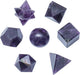 Amethyst 7 Pcs Platonic Sacred Stones Geometry Set for Chakra Stone Balancing Reiki Healing Spiritual Good Luck Home Office Decor Size: 15-20 Mm