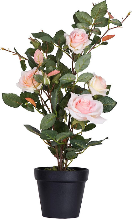 Everyday 21" Indoor Artificial Pink Rose Plant - Lifelife Home or Office Decor - Faux Potted Bush - Maintenance Free