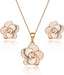 Rose Flower Necklace Earrings Set for Women 18K Gold Plated Hypoallergenic Jewelry Sets