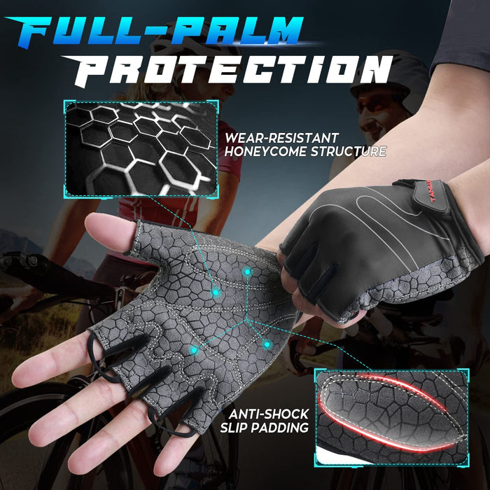 Cycling Gloves Mountain Bike Gloves Half Finger Road Racing Riding Gloves Breathable Shock-Absorbing Biking Gloves for Men and Women