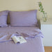 Simple&Opulence 100% Linen Sheet Set Solid Color-4 Pcs Washed French Linen Bed Sheets(1 Flat Sheet,1 Fitted Sheet,2 Pillowcases)-Breathable Bedding Set (Queen, Lilac)