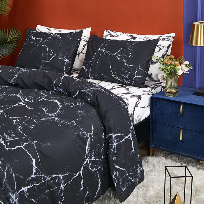 Black White Comforter Set Full Black Marble Bedding Comforter Sets Full Men Boys Women Comforter Black Comforter Sets 3Pcs Black Comforter Sets Full Size
