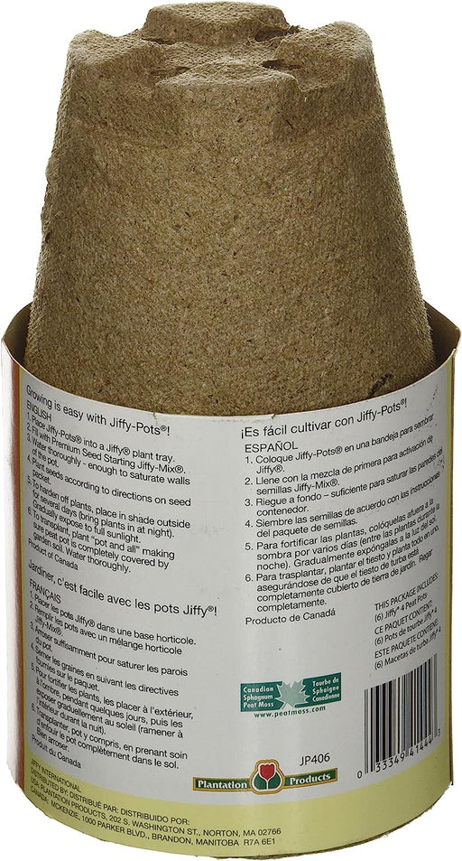 -Potsorganic Seed Starting 4" Biodegradable Peat Pots, 6 Pack