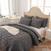 Queen Size Comforter Set Diamond Tufted Design, Lightweight Microfiber Bedding Set, Soft and Fluffy Bed Comforter for All Seasons, Dark Grey