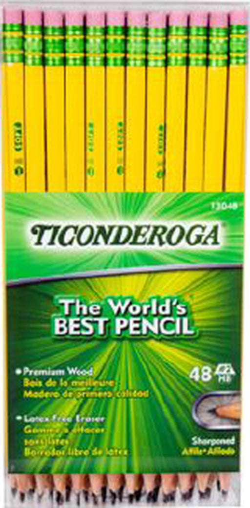 Ticonderoga Number 2 Classic Yellow Pencil, Wood Cased Graphite Pencils, 48 Count