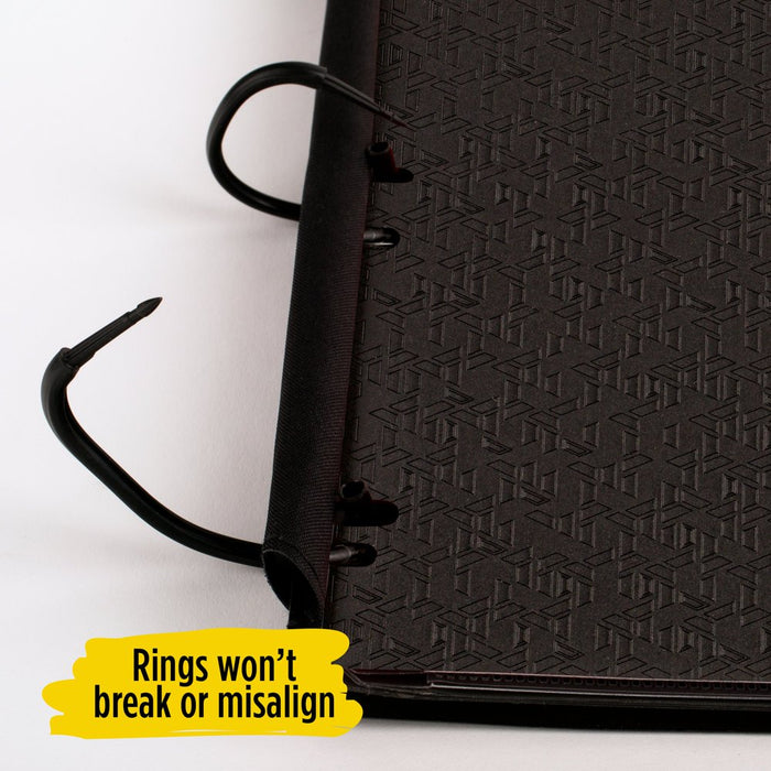 Five Star Flex Hybrid Notebinder, 1" round Rings, Notepocket, Techlock, Black (293280A-WMT22)