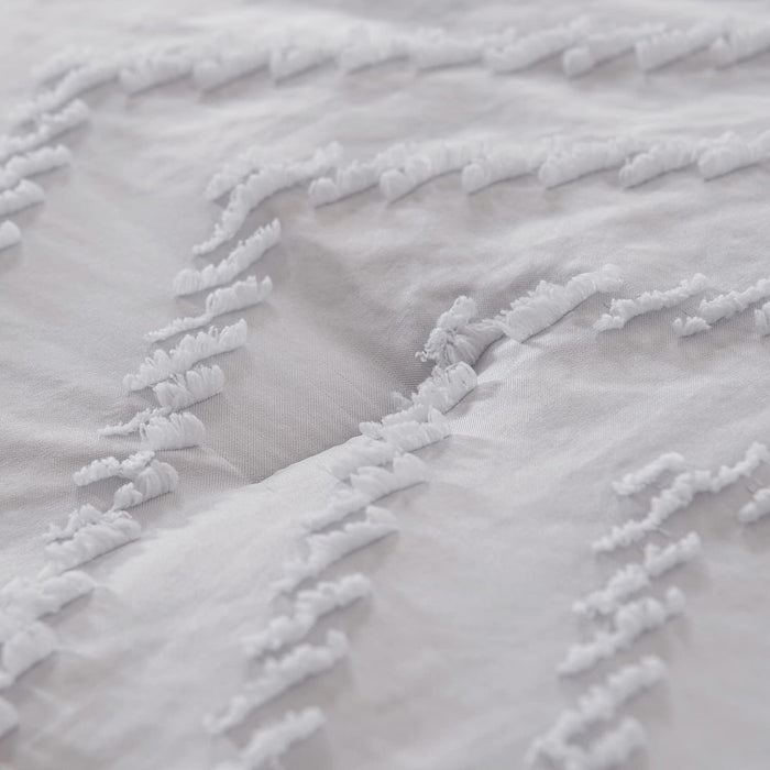 Bedding Comforter Set Queen, Bluish Grey Bedding Chevron Tufted Design, Boho Queen Size Comforter Lightweight and Fluffy,3 Pieces