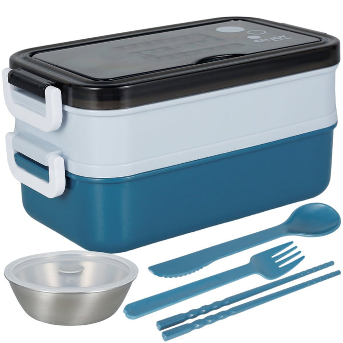 Bento Box 1050Ml Lunch Box 2 Layers Leak-Proof Lunch Containers with Spoon Fork Chopsticks for School Office