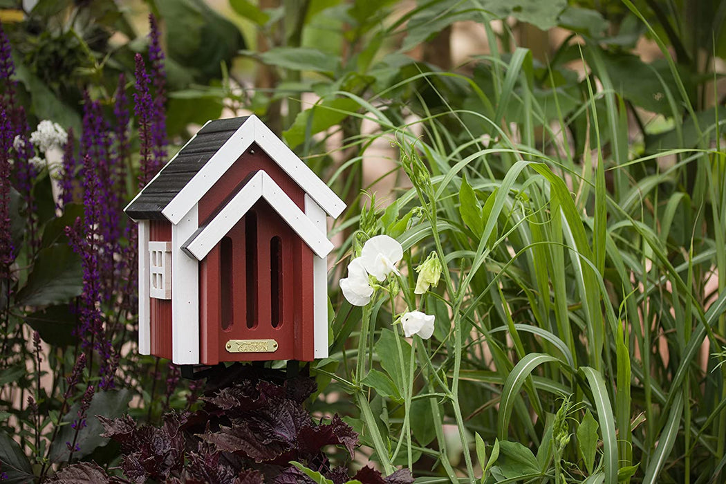 Wildlife Garden Butterfly Hibernation Box, Solid Wood Butterfly Habitat and Year-Round Sanctuary, Weatherproof Paint, Fully Assembled and Easy to Install, Gift Box, Designed in Sweden, Red