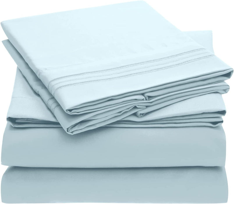 Queen Sheet Set - Hotel Luxury Bedding Sheets & Pillowcases - Extra Soft Cooling Bed Sheets - Deep Pocket up to 16 Inch - Wrinkle, Fade, Stain Resistant - 4 Piece (Queen, Baby Blue)