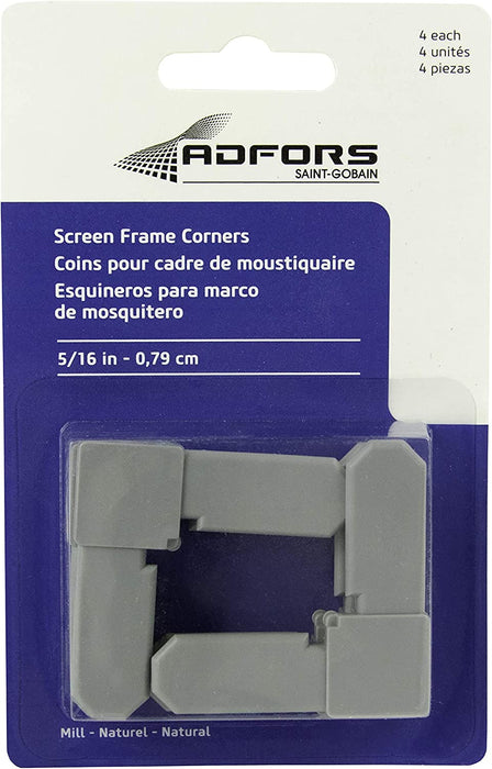 ADFORS Screen Frame Corners, 5/16", White, 4 Pieces