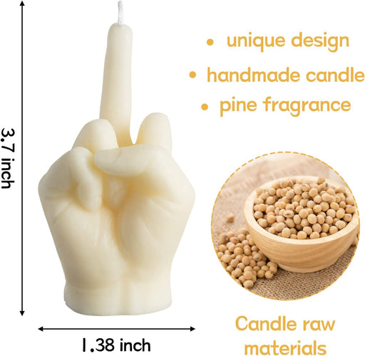 Middle Finger Scented Candle Danish Pastel Room Decor Aesthetic Pine Fragrance Soy Wax Aromatherapy Hand Gesture Candles Desk Statues Sculpture Decorations Gift for House Bedroom Supplies Milky