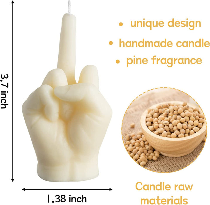 Middle Finger Scented Candle Danish Pastel Room Decor Aesthetic Pine Fragrance Soy Wax Aromatherapy Hand Gesture Candles Desk Statues Sculpture Decorations Gift for House Bedroom Supplies Milky