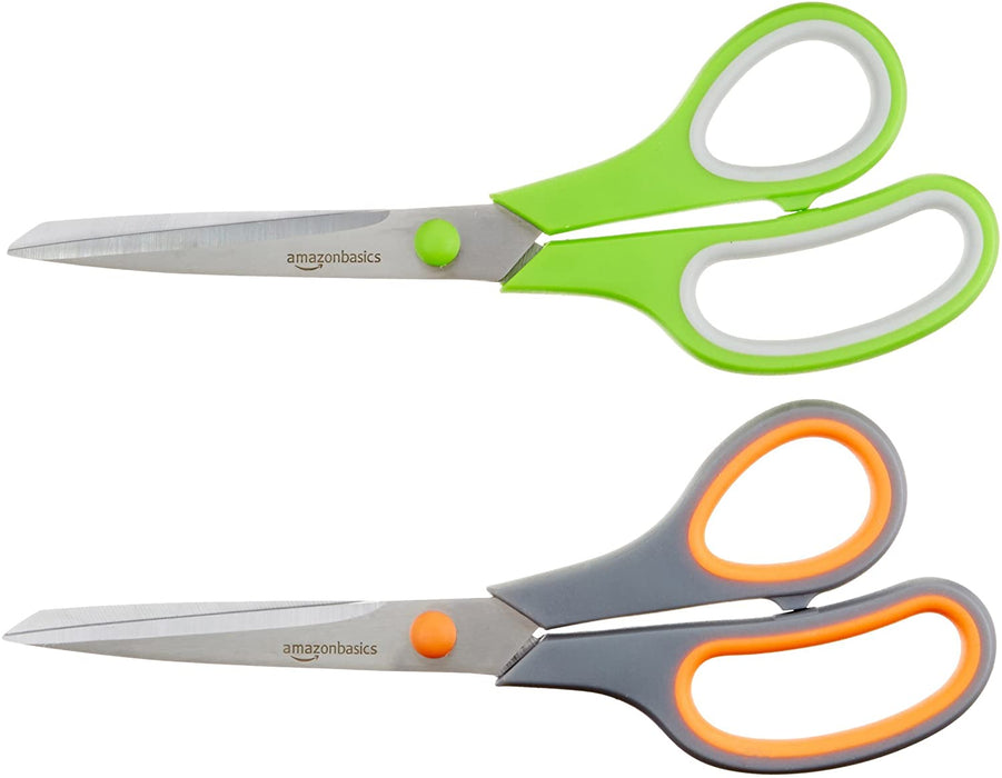 Amazon Basics Multipurpose, Comfort Grip, PVD Coated, Stainless Steel Office Scissors - Pack of 3
