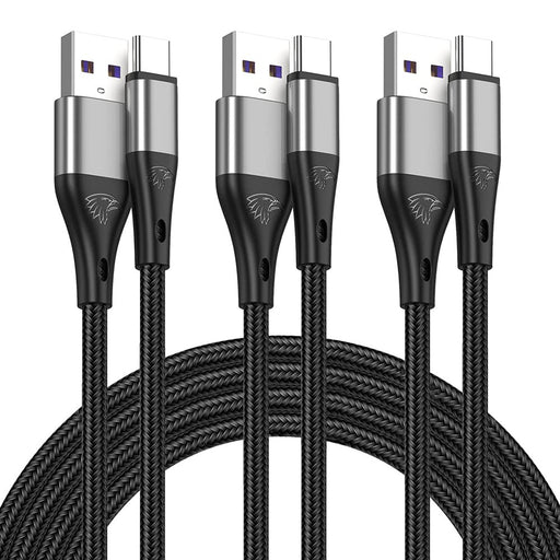 USB Type C Cable, 3Pack 6Ft Premium Nylon Braided Fast Charging 3A Rapid Charger Quick Cord,Type C to a Cable Compatible for Samsung Galaxy S21 S20 S10 S9 S8 Plus,Note 20 10 9 8, LG V50 V40 G8 G7