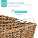 Set of 4 Multipurpose Stackable Seagrass Storage Laundry Organizer Baskets W/ Handles - Natural