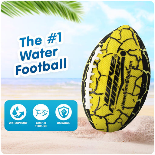 Wave Runner Grip It Waterproof Football- Size 9.25 In. with Sure-Grip Technology, Let'S Play Football in the Water! Deflated with Pump (Random Color)