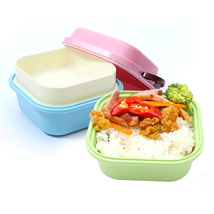 Kids Colorful Cartoon Small Lunch Box Portable Picnic 2 Layer Sealed Food Fruit Container Microwave Storage Bento Box