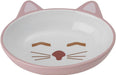 Petrageous 70658 Oval Frisky Kitty Stoneware Cat Bowl 5.5-Inch Wide and 1.5-Inch Tall Saucer with 5.3-Ounce Capacity and Dishwasher Safe Is Great for Cats, Pink